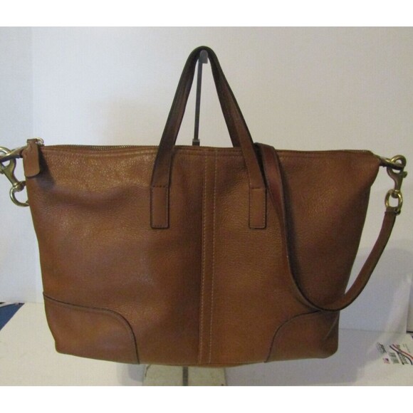 Coach New York Satchel Hadley Luxe Grain Large Tote Brown Pebbled Leather - Picture 3 of 10